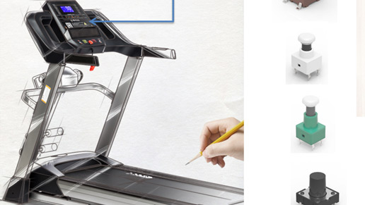 應用于：運動(dòng)器材面板，主要普通6*6，12*12輕觸開(kāi)關(guān)系列